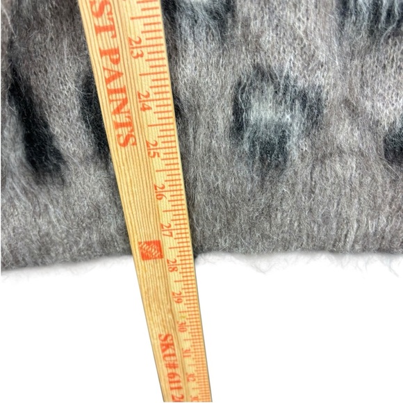 EUC Zara Oversized Mohair Leopard Cowl Neck Sweater - Gray and Black Sz Medium - Picture 5 of 11
